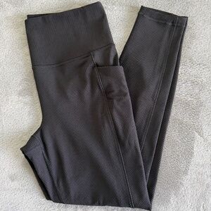 Womens Athleta Salutations Stash Ribbed High Rise Leggings - Black - Sz L